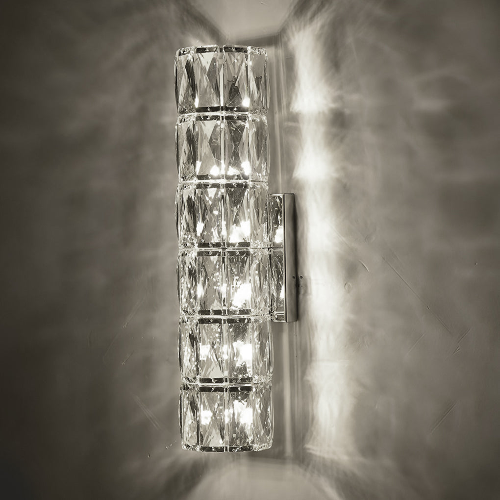 Cylindrical Crystal Three Step Dimming Light LED Contemporary Wall Fixtures Lighting, Bedroom Wall Sconce, detail 4