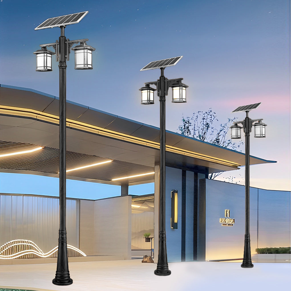 Vintage Waterproof 3 Step Dimming LED Solar Exterior Pole Lights with Remote, Outdoor Wall Light, detail 3