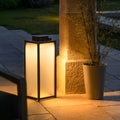 Stainless Steel Square Lantern Portable Rechargeable LED Waterproof Solar Lawn Lights, Outdoor Wall Light, 15.7"