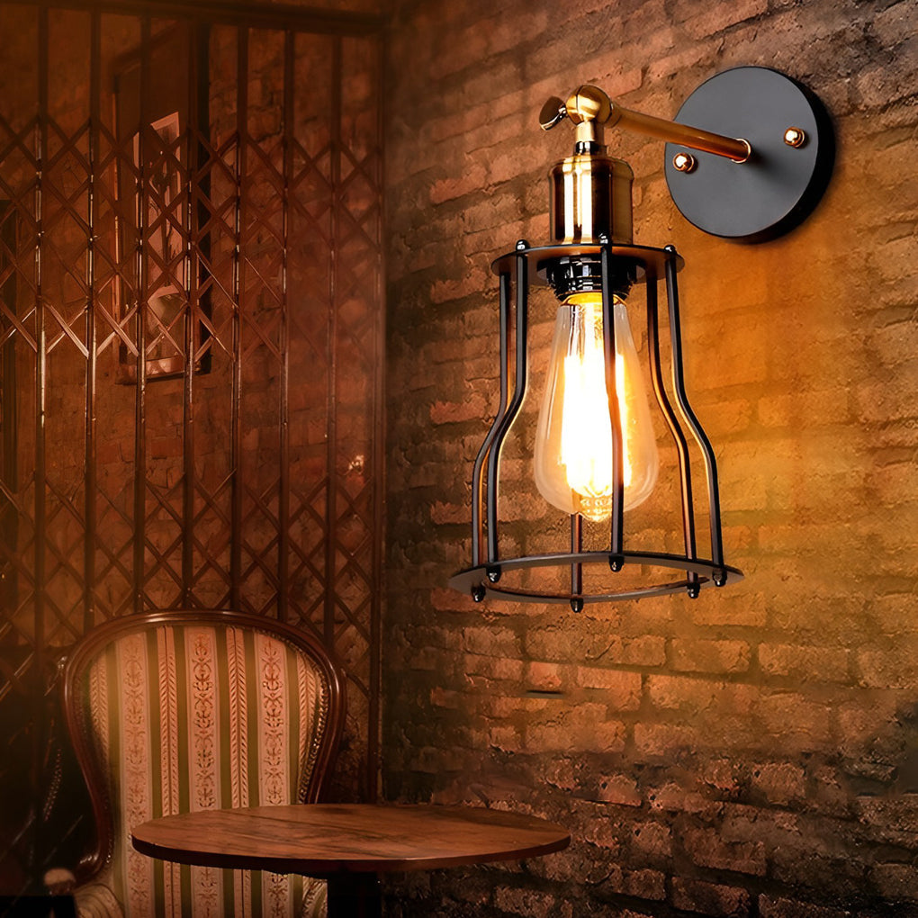 Adjustable Retro Iron E27 Waterproof Industrial Plug-In Wall Light, Plug-In Wall Sconce, detail 2