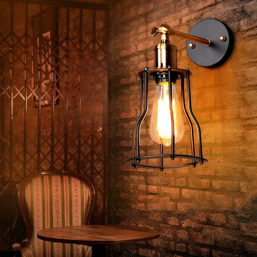 Adjustable Retro Iron E27 Waterproof Industrial Plug-In Wall Light, Plug-In Wall Sconce, detail 2