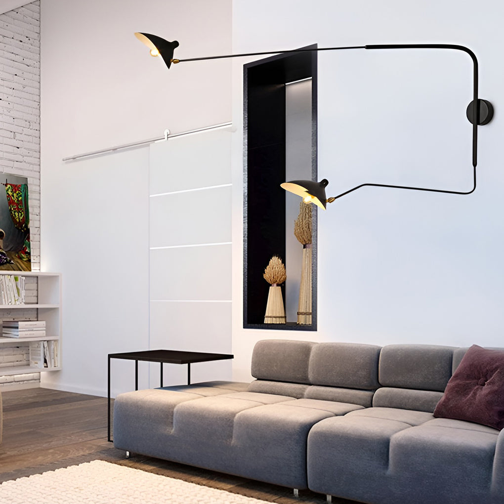 Creative Adjustable Iron Industrial Pivot Arm Wall Light, Bedroom Wall Sconce, 26"