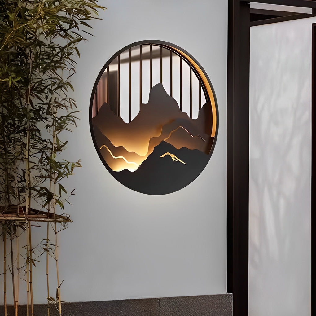 Circular Mountain Scenery LED Waterproof Exterior Wall Light Lighting, Outdoor Wall Light, detail 3