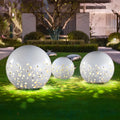 Waterproof Circular Metal Hollow White Contemporary Exterior Lanterns Lawn Lamp, Outdoor Wall Light, Steel Material, 12"
