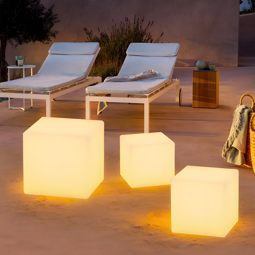 Waterproof Luminous Square Cubes LED White USB Solar Exterior Floor Light, Outdoor Wall Light, detail 3