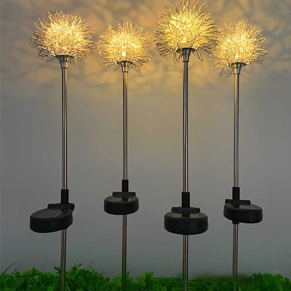 Stainless Steel 2PCS Aluminum Dandelions Flowers Decor Waterproof LED Solar Lawn Light, Night Light, detail 3