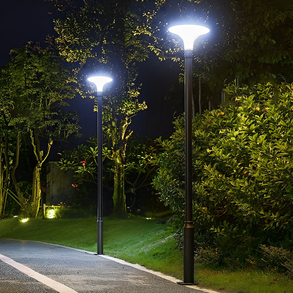 Circular Mushroom Waterproof Intelligent Black Contemporary Solar Lamp Post Light, Outdoor Wall Light, detail 2