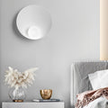 Circular Creative Resin Glass White Nordic Decorative Wall Fixtures Lighting, Bedroom Wall Sconce, Dia 9in