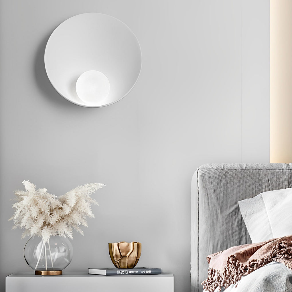 Circular Creative Resin Glass White Nordic Decorative Wall Fixtures Lighting, Bedroom Wall Sconce, Dia 9in