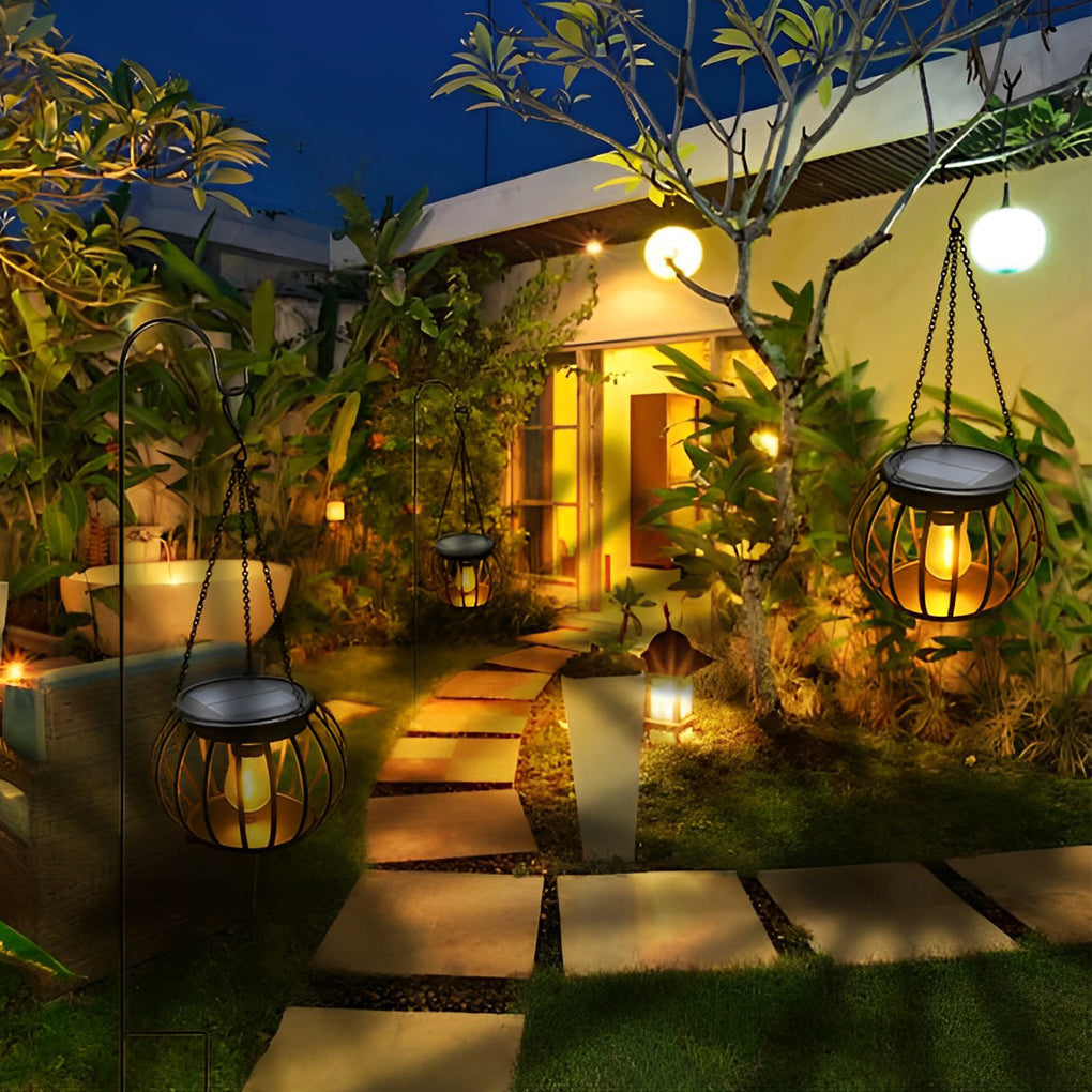 2PCS Metal Pumpkin LED Waterproof Black Contemporary Solar Exterior Lanterns, Outdoor Wall Light, detail 3