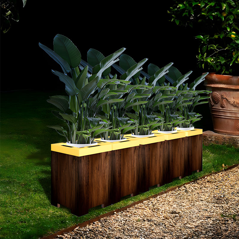 Iron Square Waterproof Illuminated Planters Flower Pot LED RGB Solar Lights, Outdoor Wall Light, detail 3