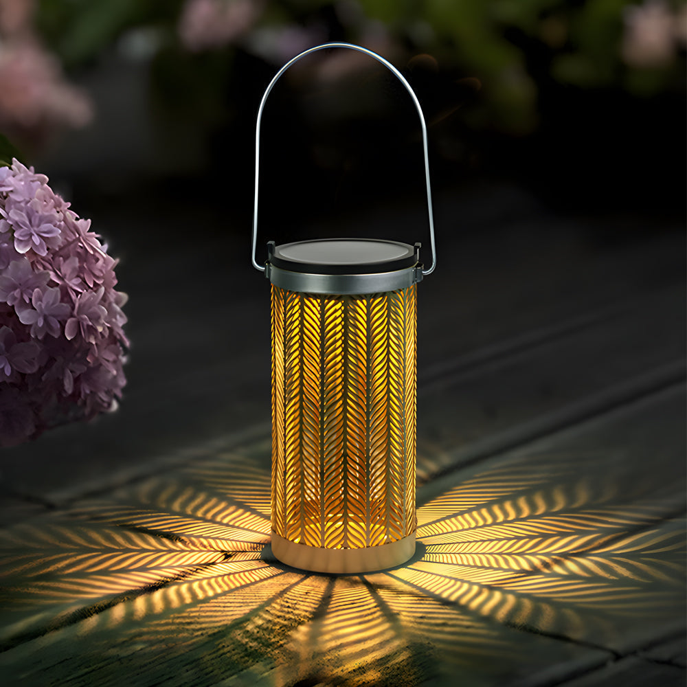 7.3-Inch H Metal Cutout Solar Portable Suspended Lantern, Bedside Table Lamp, 3.3"