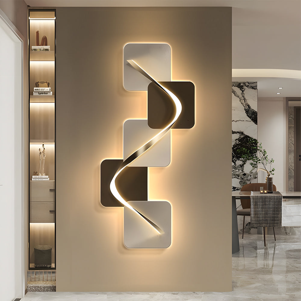 Crystal Geometric LED Wall Art Light USB Decorative Wall Painting, Plug-In Wall Sconce, 21.7"x47.2"