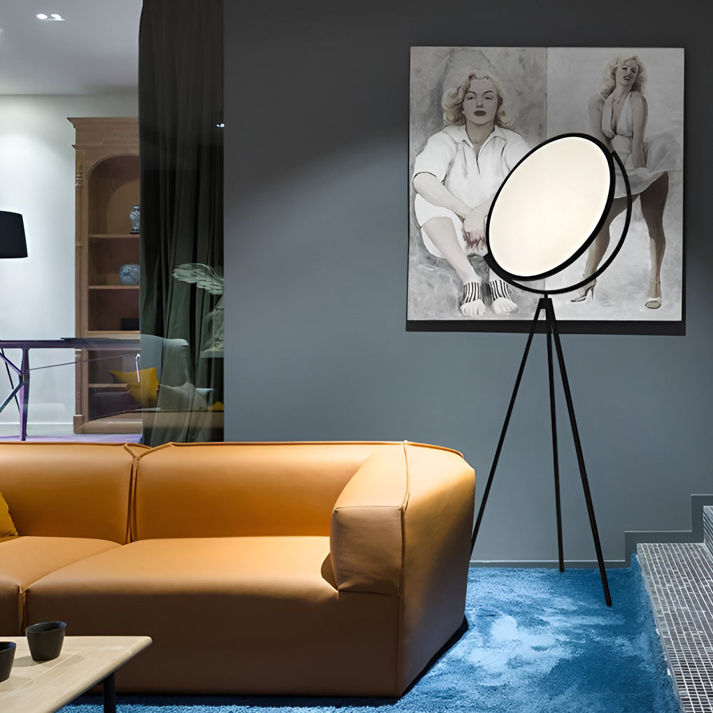 Black Metal and Rotating LED Tripod Floor Light, Floor Lamp, detail 2