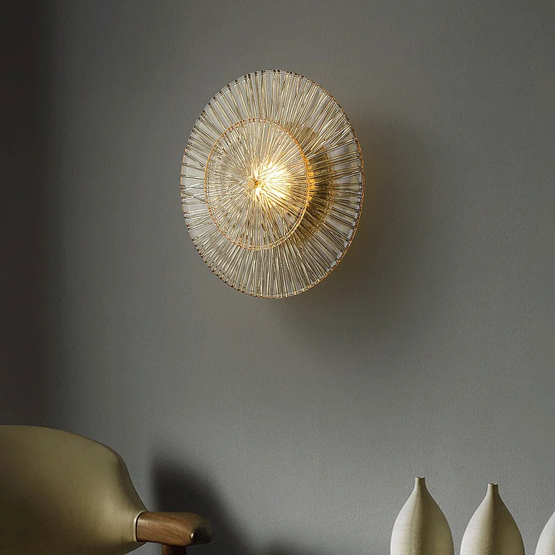 Contemporary Glass Wall Light - Diameter 13.7 inches Glass, Bathroom Wall Sconce, detail 4
