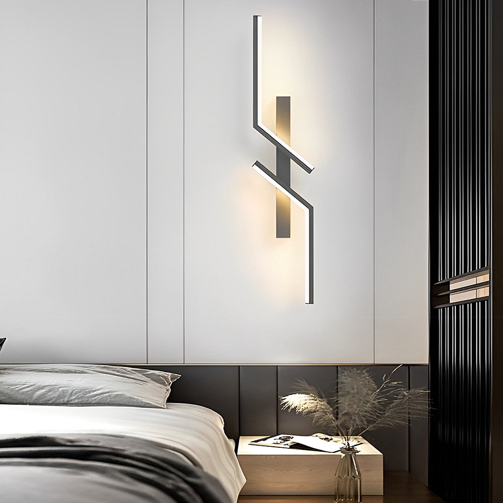 Irregular Symmetrical L Shape Creative LED Clean-Lined Wall Light Sconces Lighting, Bathroom Wall Sconce, Aluminum, 24"