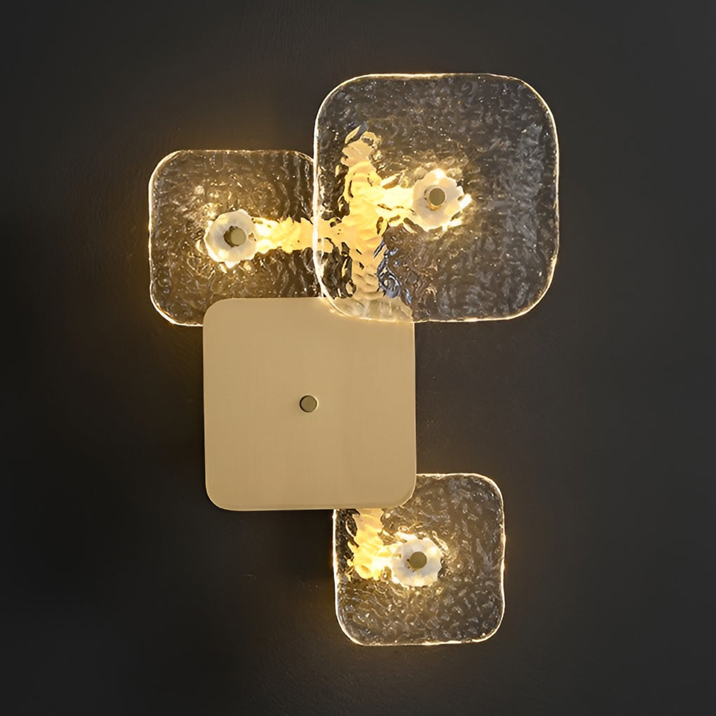 Creative Rounded Square Glass Copper LED Contemporary Wall Light, Bedroom Wall Sconce, detail 6