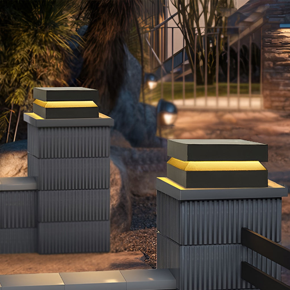 Square LED 16w Waterproof Black Contemporary Solar Post Caps Lights Pillar Light, Outdoor Wall Light, detail 3