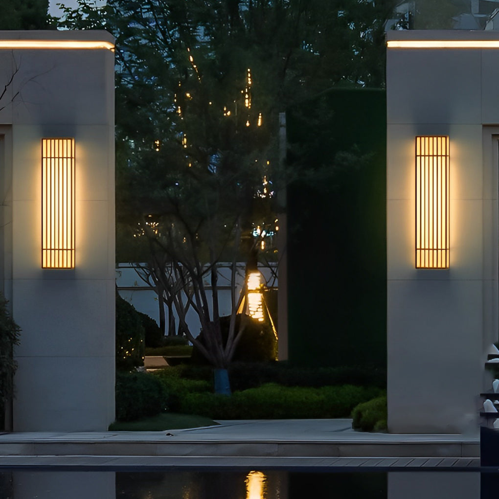 Retro Vertical Stripe Grid LED Waterproof Brown Exterior Wall Light, Outdoor Wall Light, detail 3