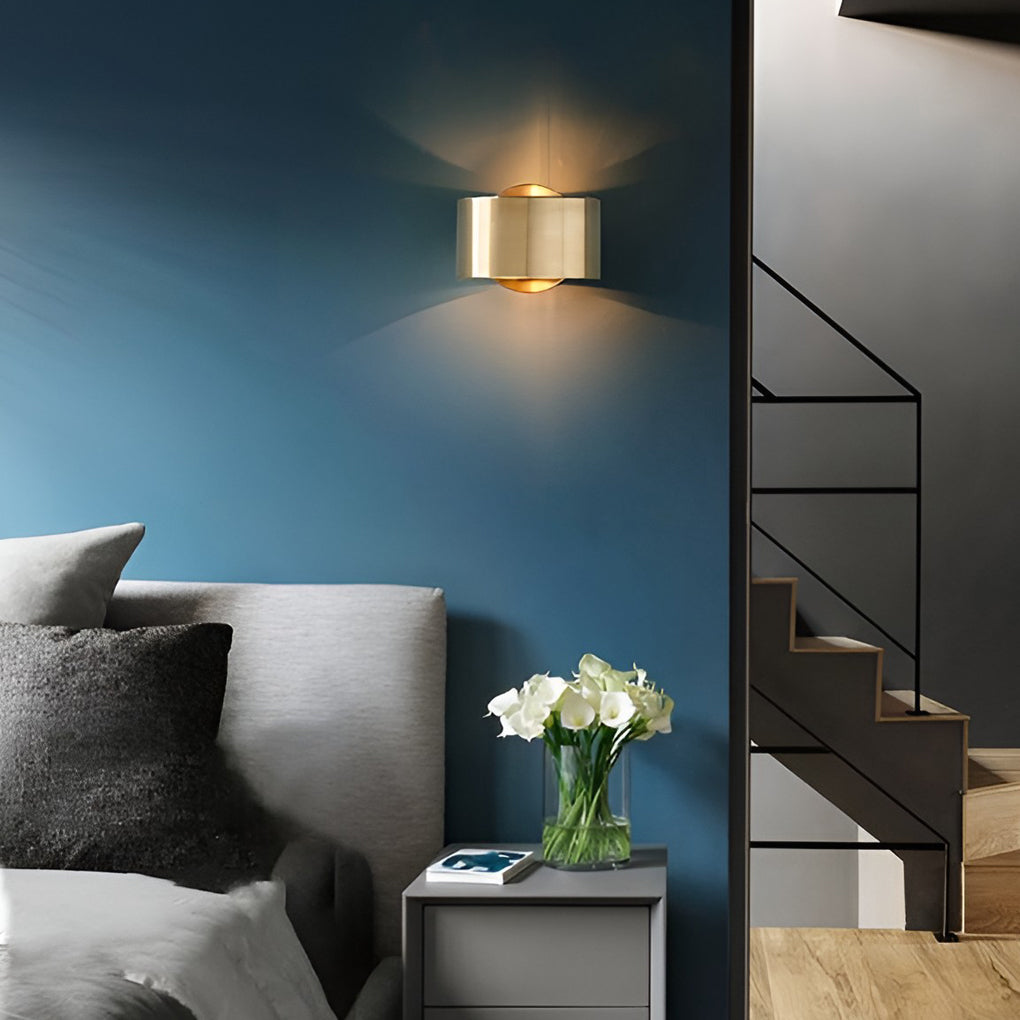 Circular Up and Down Lights Gold Nordic Wall Light, Bedroom Wall Sconce, detail 4