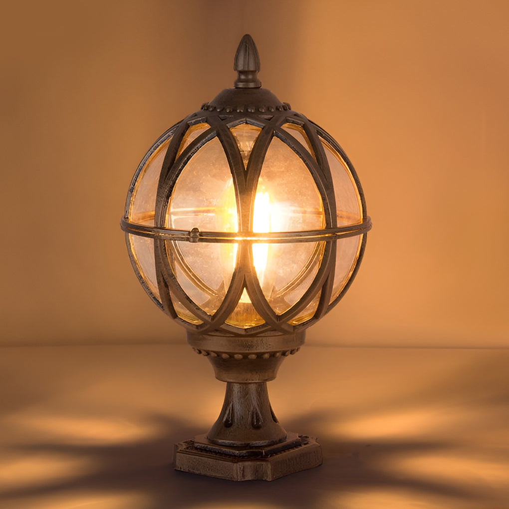 Circular Glass E27 Waterproof European Style Exterior Post Caps Lights, Outdoor Wall Light, detail 7
