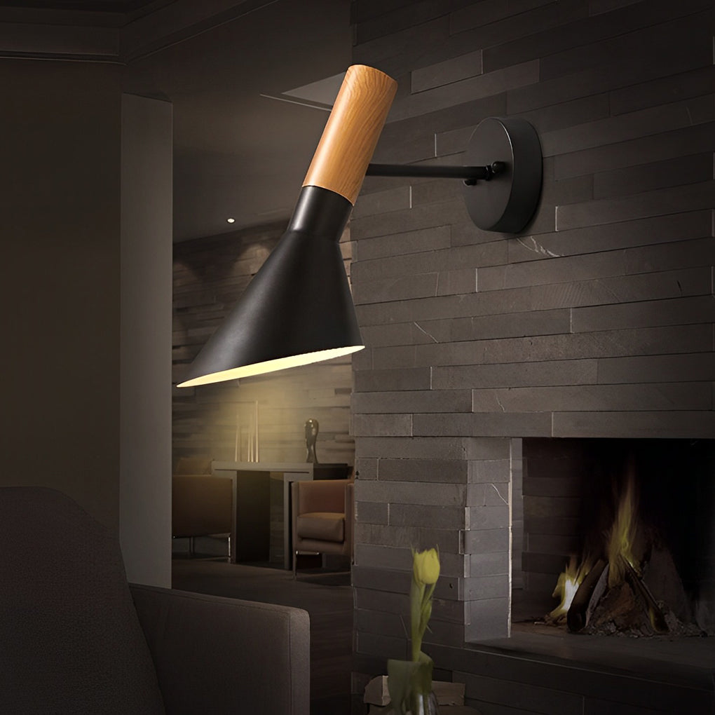 Creative Aluminum LED Retro Industrial Wall Light Plug-In Wall Light, Plug-In Wall Sconce, Wood, H 12in
