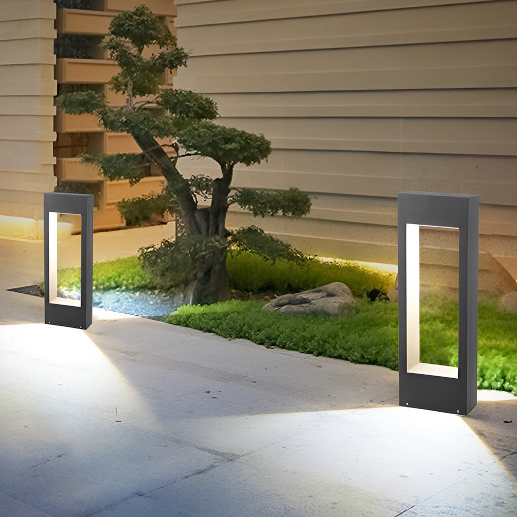 Hollow Square Waterproof LED Black Contemporary Exterior Lawn Light Post Lights, Outdoor Wall Light, detail 4