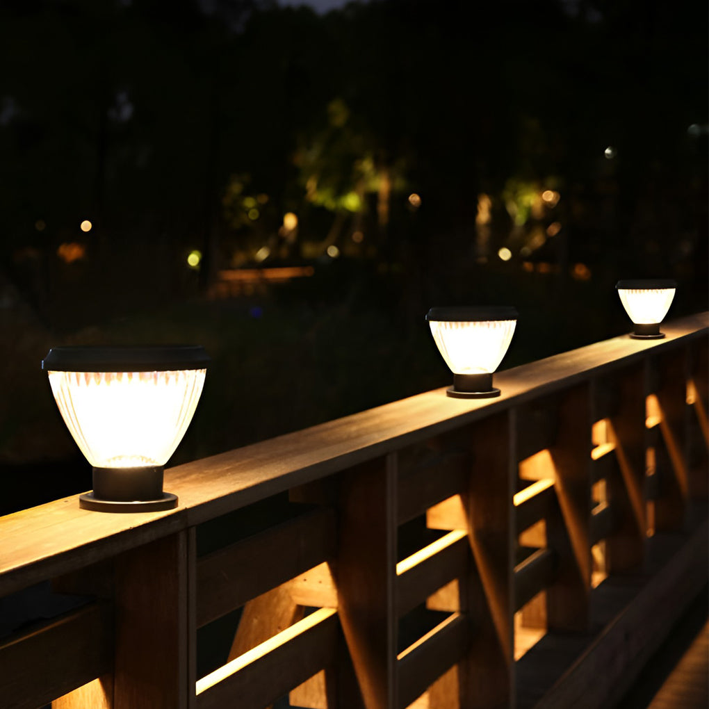 Circular LED Fast Charging Black Contemporary Solar Post Caps Lights Pillar Light, Outdoor Wall Light, detail 7
