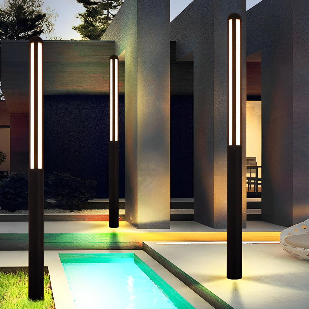 Clean-Lined Waterproof LED Black Contemporary Residential Exterior Pole Lights Yard Lighting, Outdoor Wall Light, detail 7