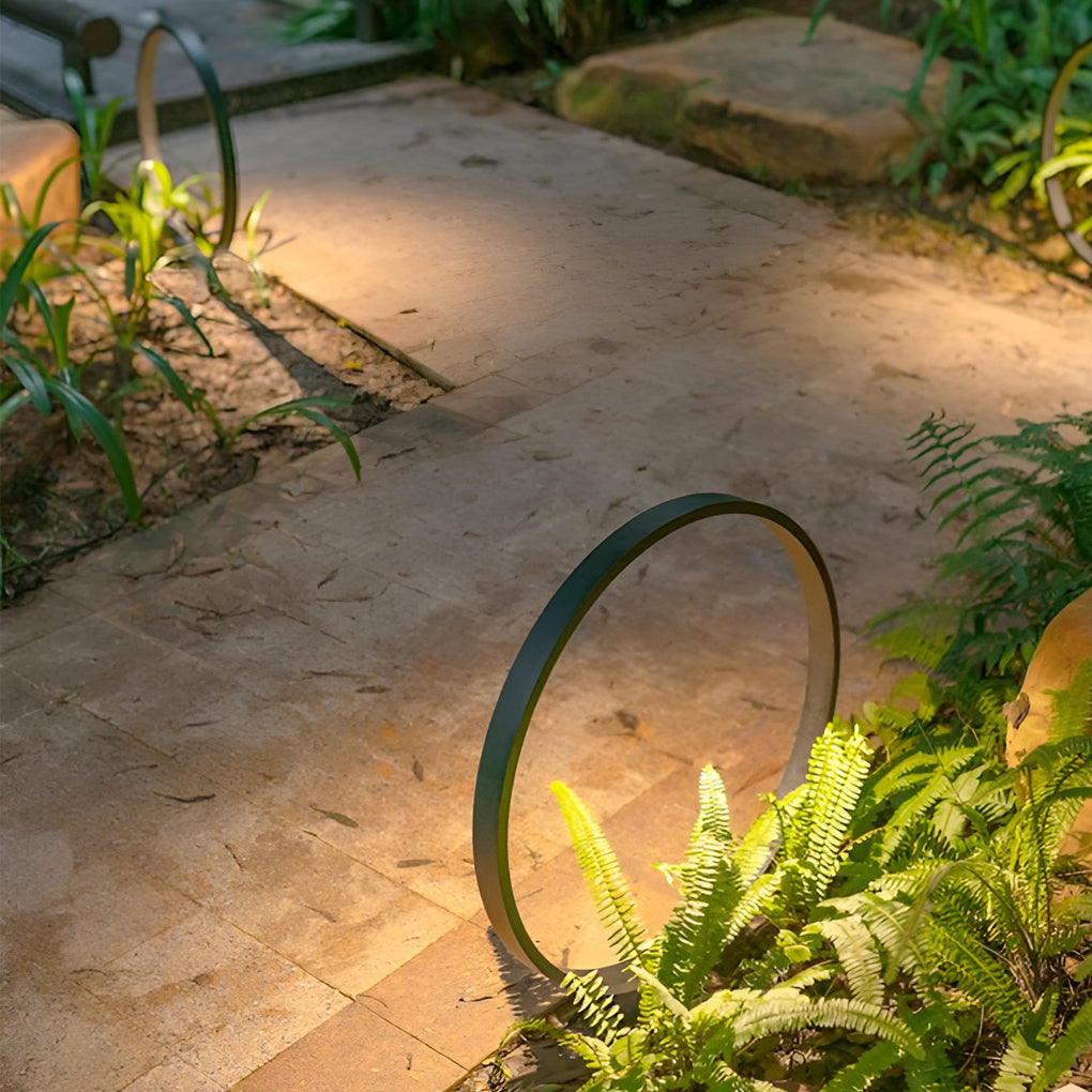 Clean-Lined Circle Design Waterproof LED Black Contemporary Pathway Lights, Outdoor Wall Light, detail 4
