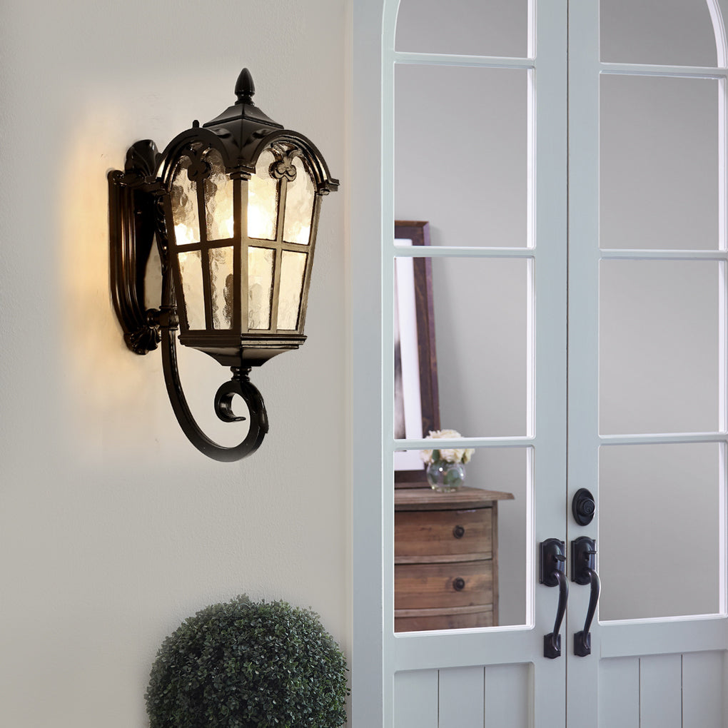 Waterproof Vintage Lantern Shaped Black Retro Exterior Plug-In Wall Light, Outdoor Wall Light, detail 2