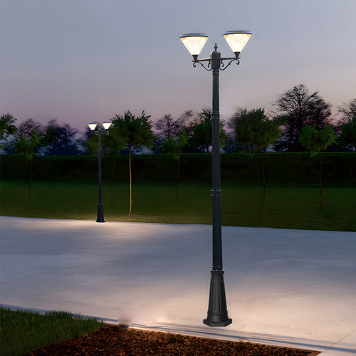 102-Inch Black Exterior Street Light with 3-Light Post Lamp and Pole, Outdoor Wall Light, detail 2
