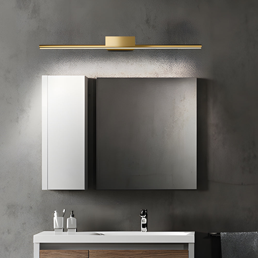 Brushed Brass Linear LED Vanity Fixture with Slim Cylinder Design for Bathrooms, Bathroom Vanity Light, detail 3