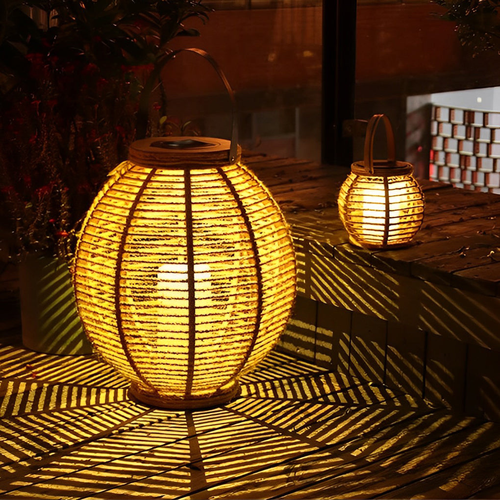 Waterproof LED Rattan Portable Contemporary Exterior Solar Lanterns Garden Lamp, Outdoor Wall Light, detail 3
