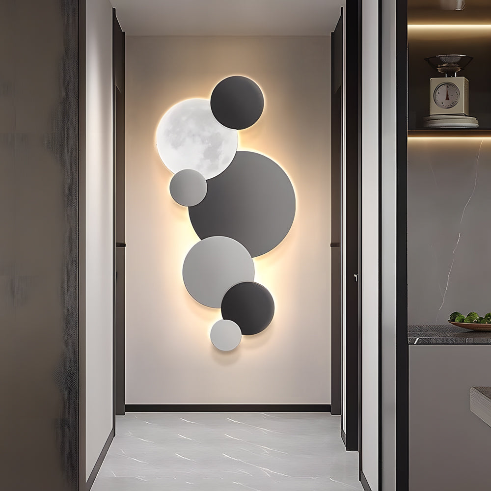 Lunar Glow Circular LED Wall Light, Bedroom Wall Sconce, detail 7