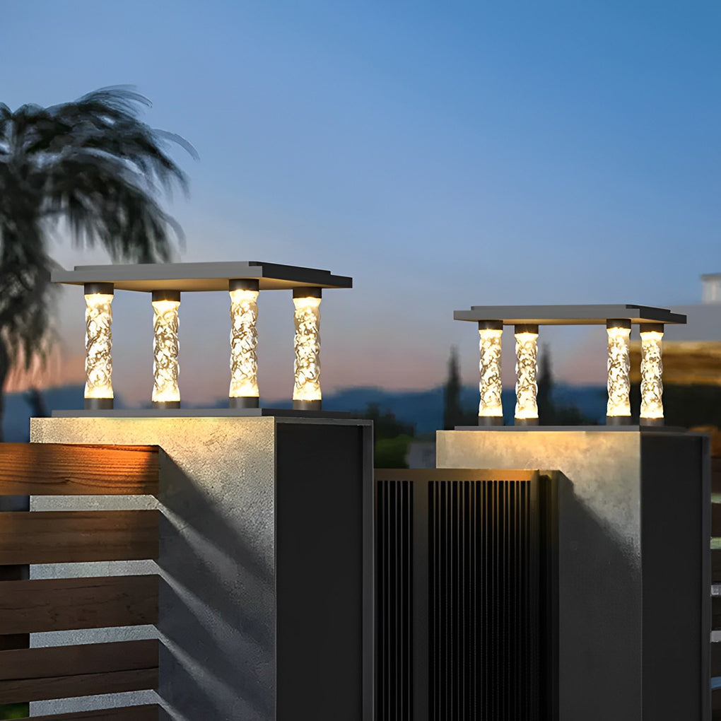 Bubbles Lamppost Square Waterproof LED Contemporary Solar Post Caps Lights, Outdoor Wall Light, detail 2