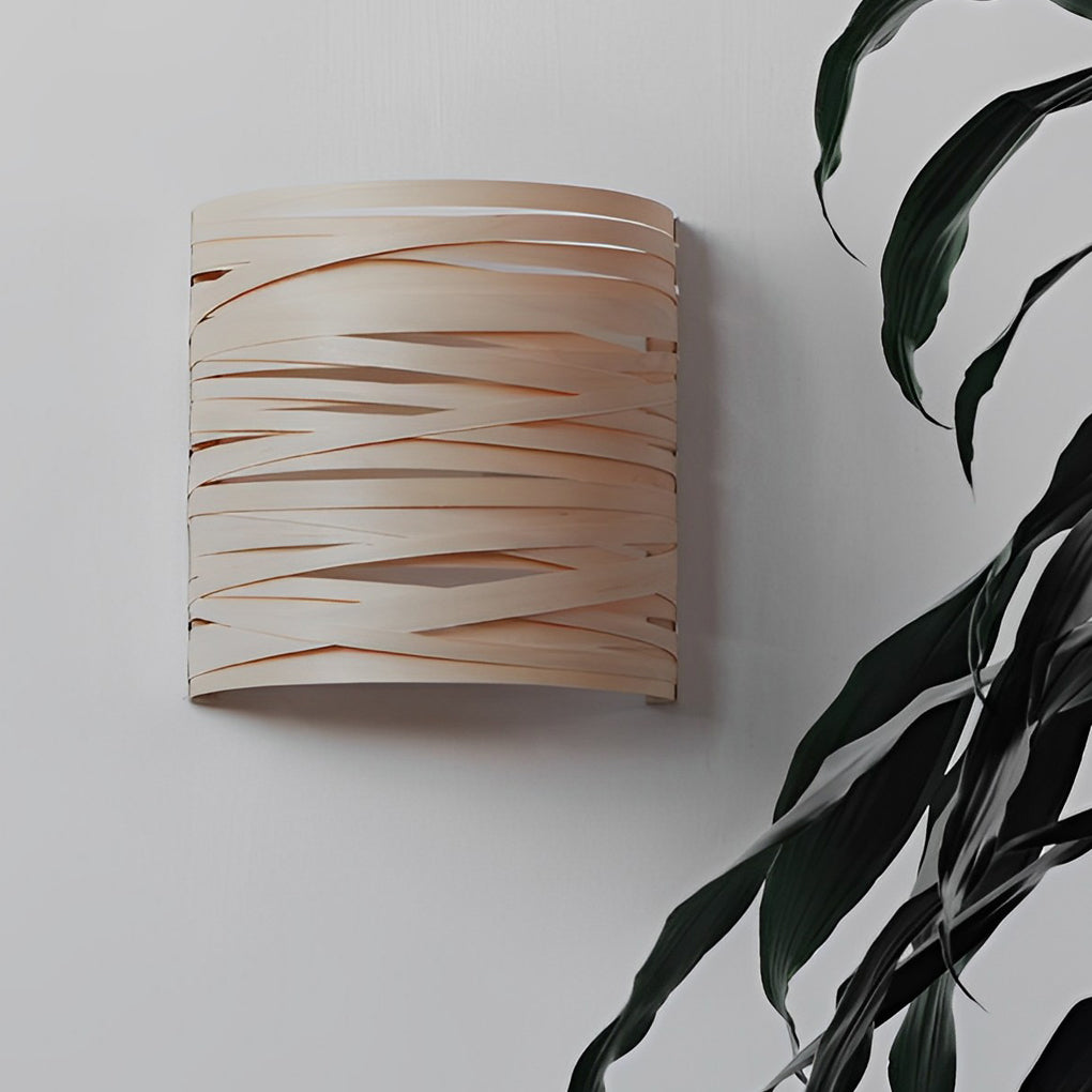 Semi-cylindrical Handmade Wood Decorative Contemporary Wall Light Atmosphere Light, Bedroom Wall Sconce, detail 3