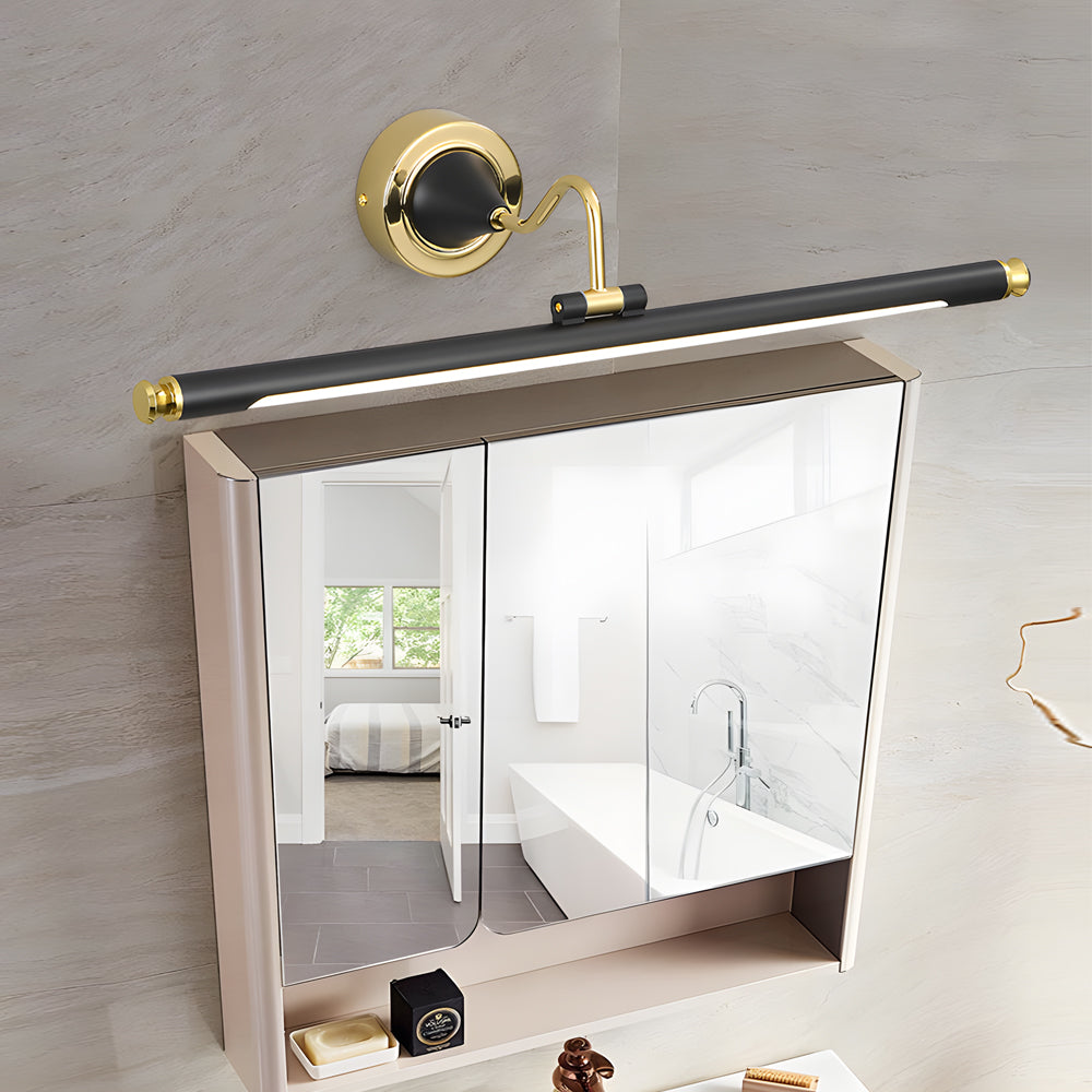 Gold and Black Rotatable Linear Vintage LED Bathroom Vanity Fixture, Bathroom Vanity Light, detail 4