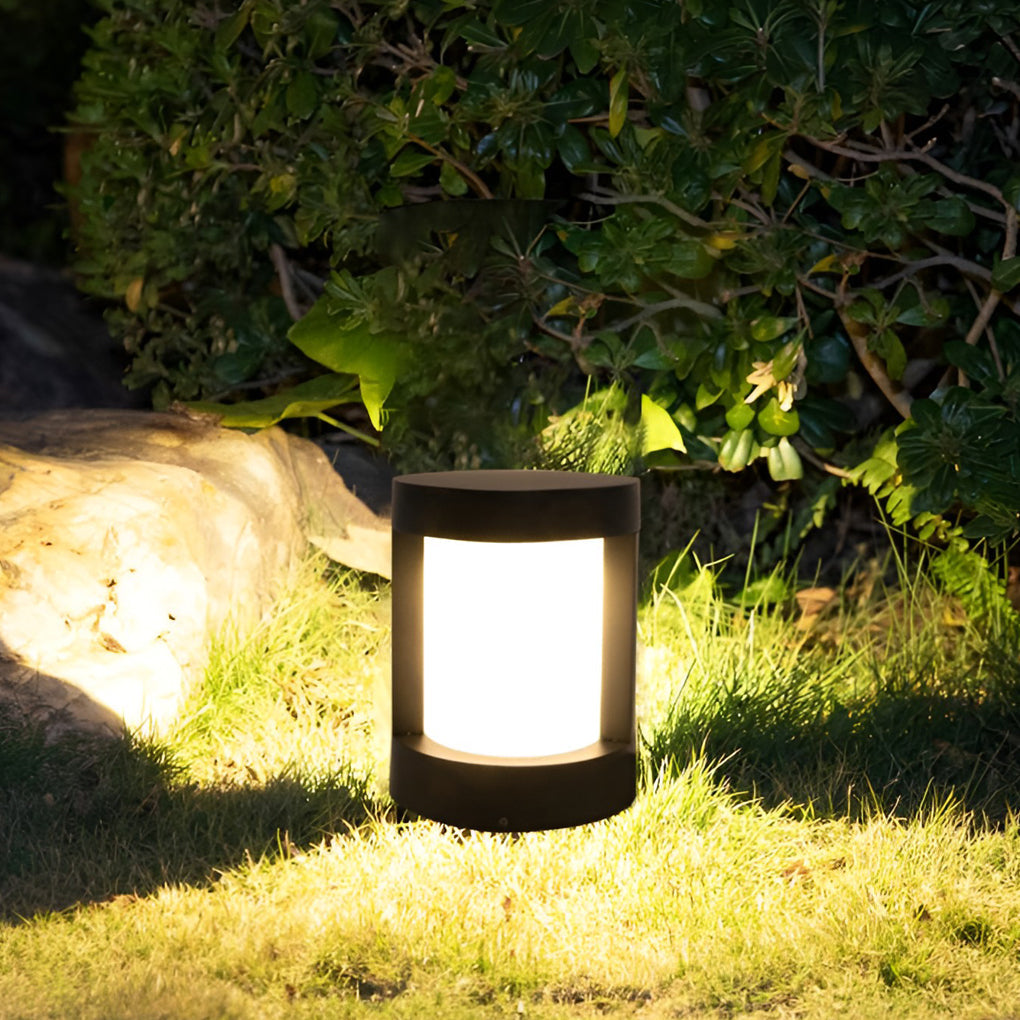 Circular Waterproof LED Solar Black Contemporary Exterior Pathway Lights Post Lights - 15.7" Aluminum, Outdoor Wall Light, detail 2