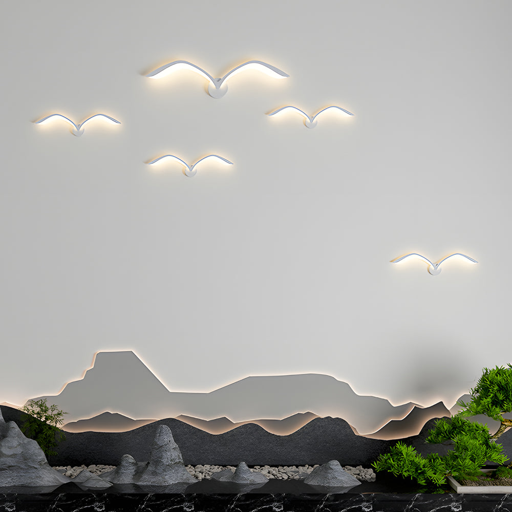 Contemporary Seagull LED Wall Light - Nordic Acrylic Wing Design, Hardwired Wall Sconce, Iron, 19.7"