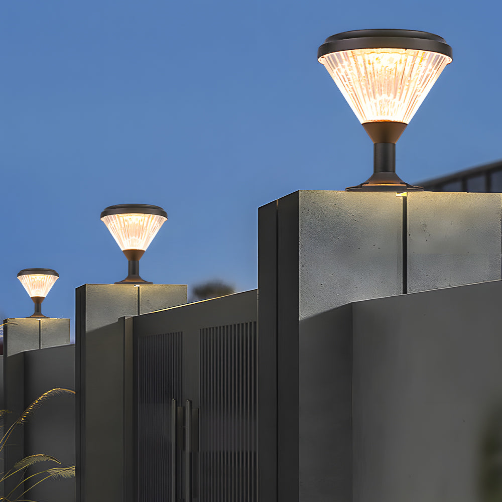 Modern 9-In H Waterproof Black Post Solar LED Pier Mount Light, Outdoor Wall Light, detail 2