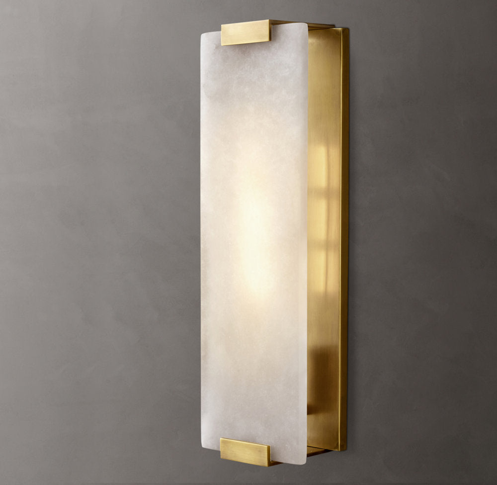 Hand-Carved Alabaster Grand Wall Light, Bathroom Wall Sconce, 6"W x 4"D