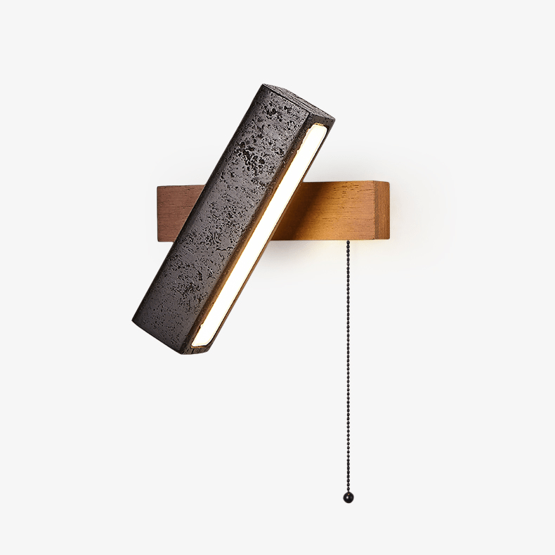 Stellar Pivot Wall Light, Hardwired Wall Sconce, Black Travertine, W 18cm x L 20cm