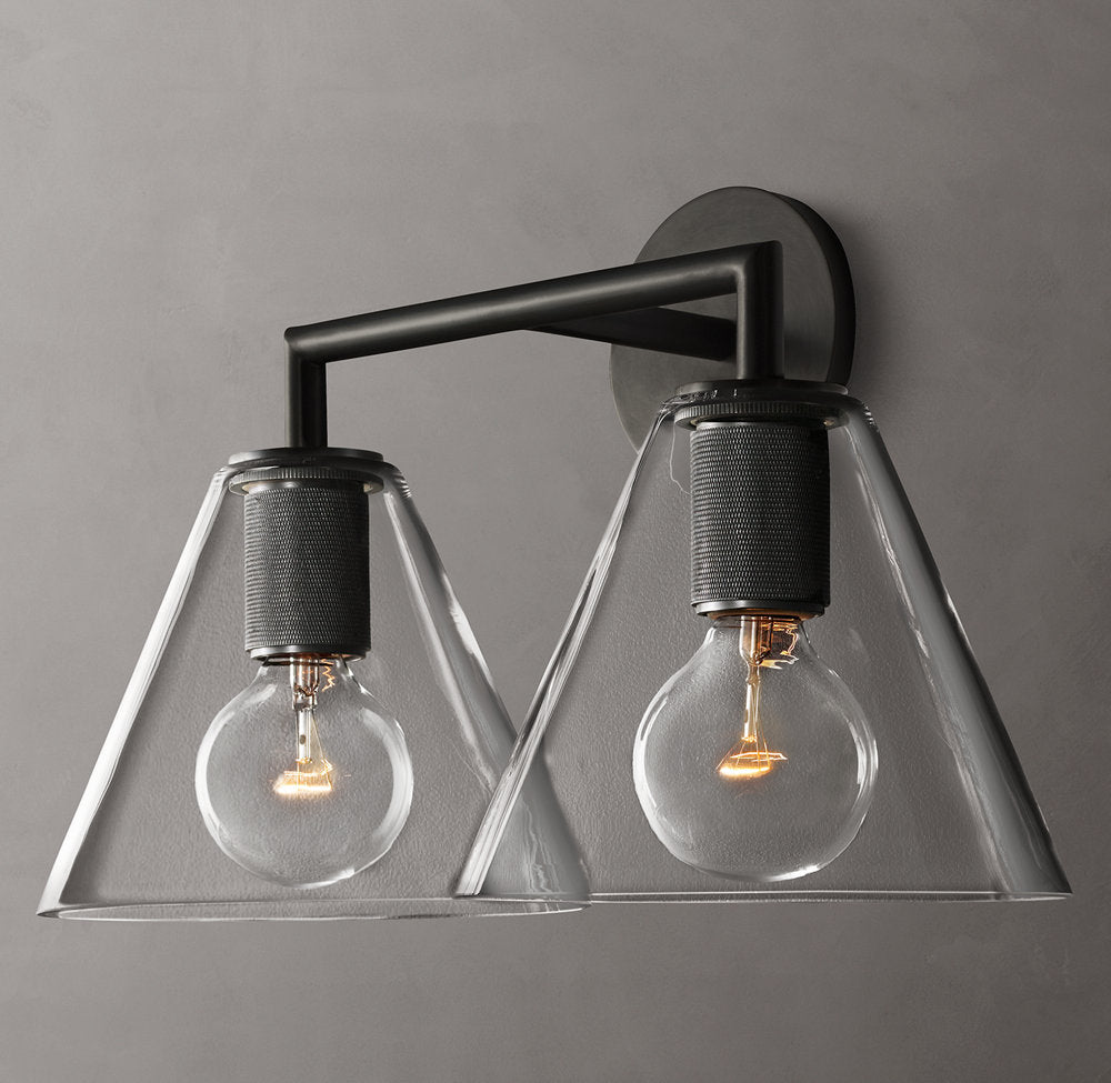 Utilitaire Funnel Shade Double Wall Light, Bathroom Wall Sconce, detail 8
