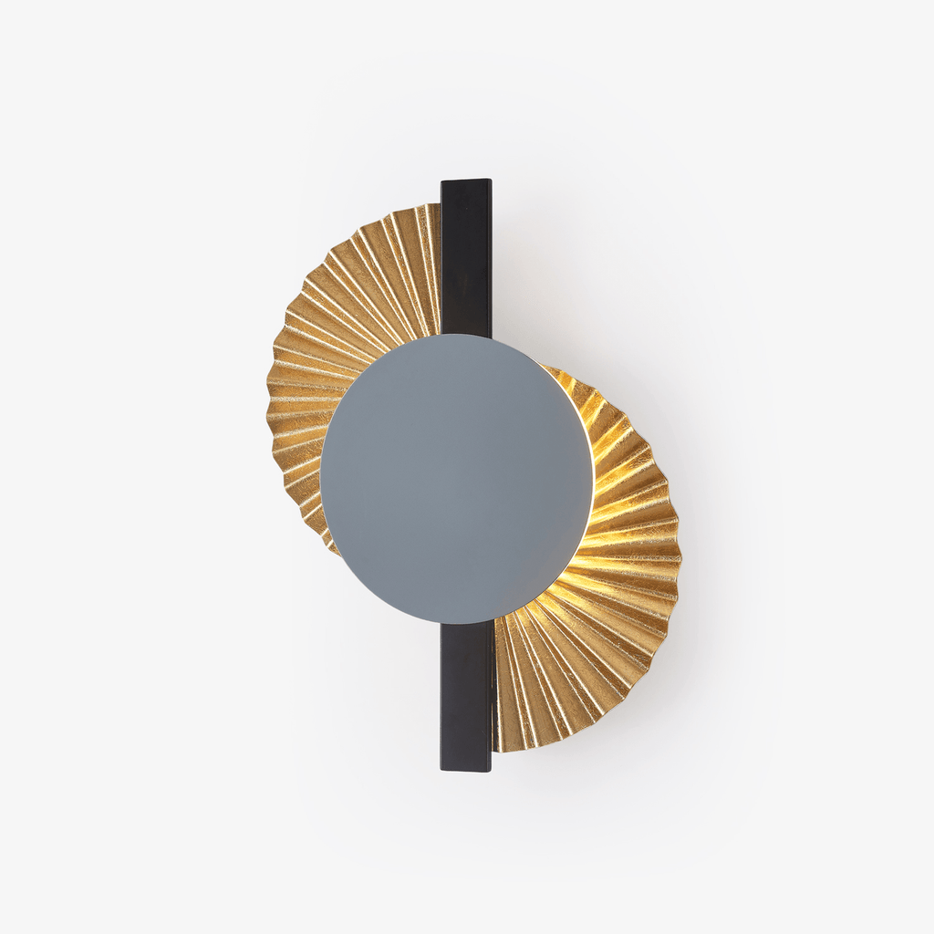 Gilded Fan Wall Light, Hardwired Wall Sconce, Metal, Dia 33cm x H 45cm