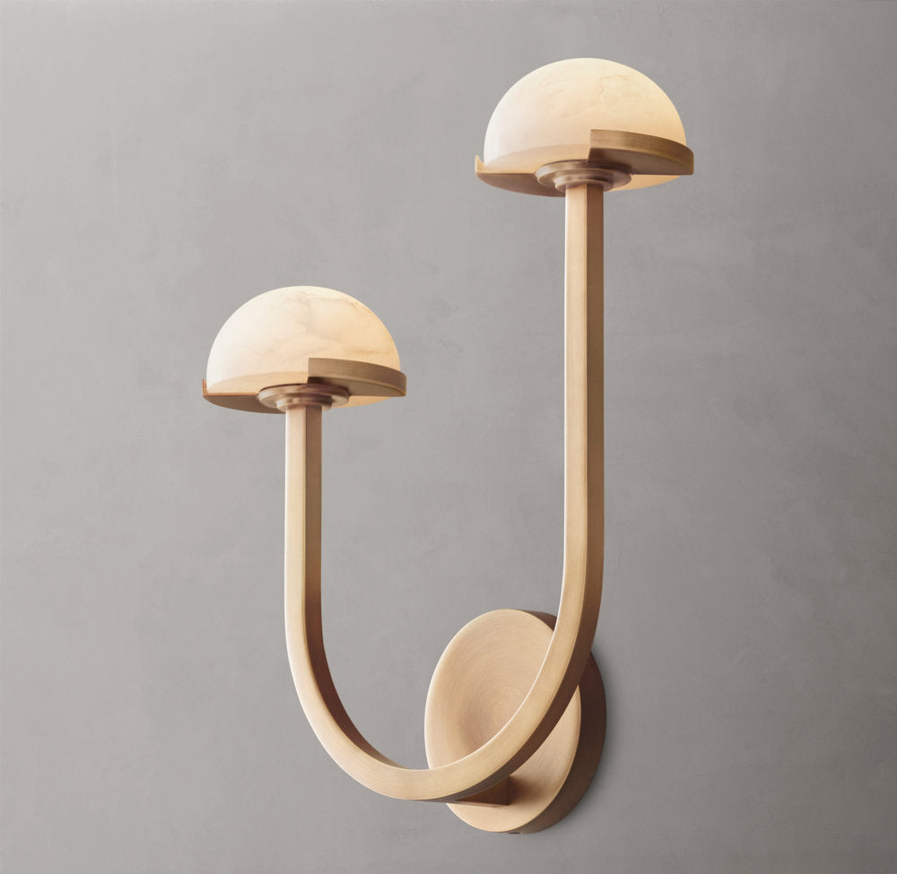 Pedra Double Wall Light - Left, Bedroom Wall Sconce, Dimensions Overall: 12"
