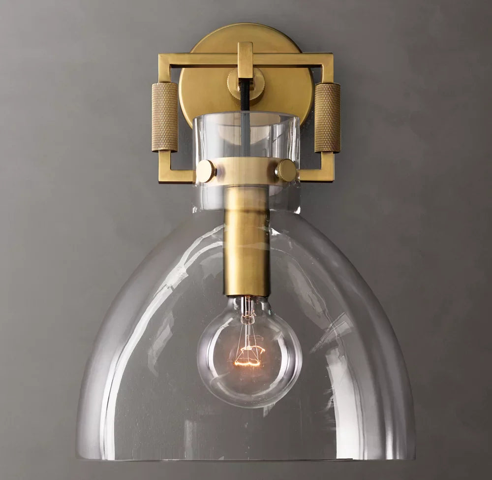 Machinist Glass Cloche Wall Light 10", Bathroom Wall Sconce, detail 5