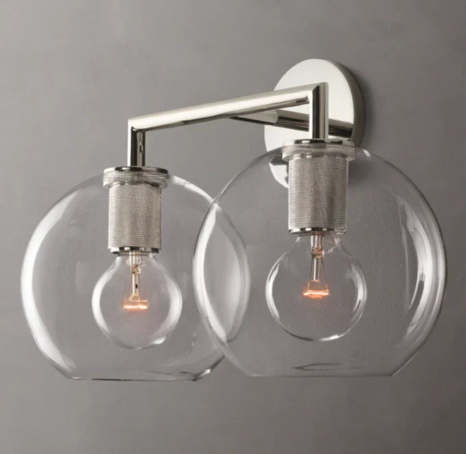 Utilitaire Globe Shade Double Wall Light, Bathroom Wall Sconce, detail 17