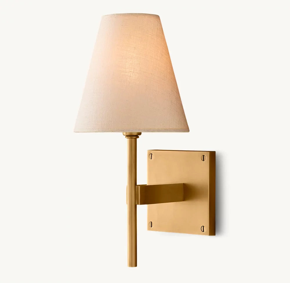 Fulham Linen Shade Wall Light, Bathroom Wall Sconce, detail 5
