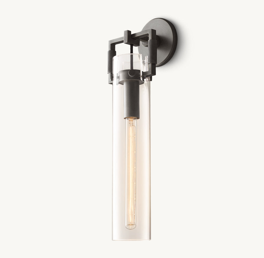 Machinist Glass Cylinder Wall Light 16", Bathroom Wall Sconce, detail 10